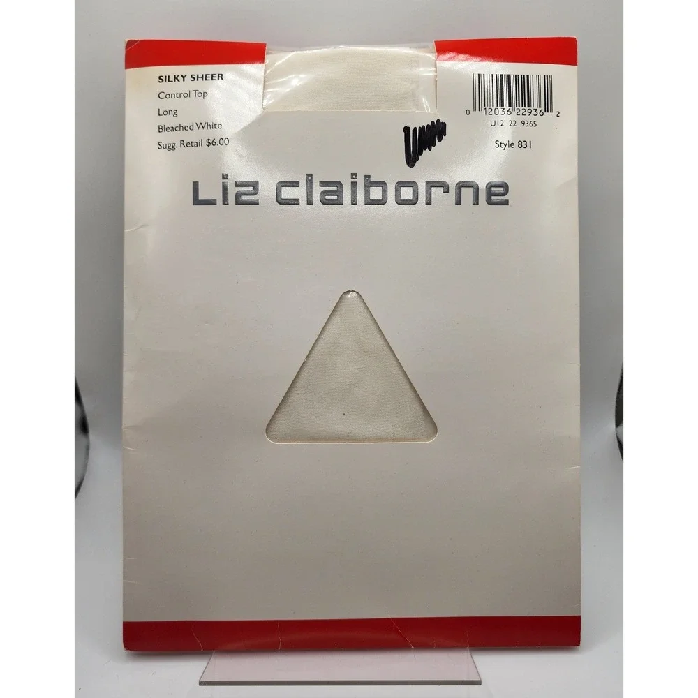New Liz Claiborne Silky Sheer Control Top Pantyhose Long Bleached White 831